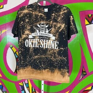 Gildan Heavy Cotton, Bleach Dyed, Okie Shine T-Shirt. Size Medium. Excellent con